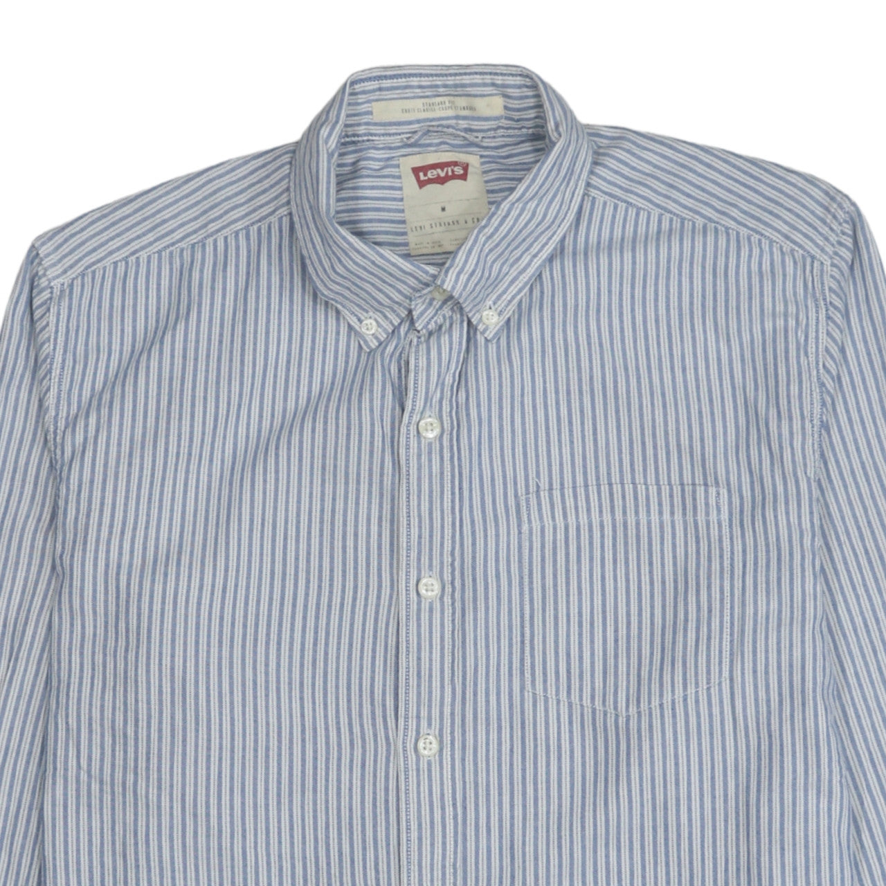 Levi's Men's Blue Striped Button-Down Cotton Shirt M Classic Fit