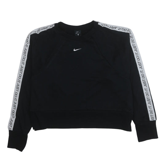 Nike Womens Black XL Dri-Fit Crew Neck Pullover Sweatshirt Just Do It Tape Trim