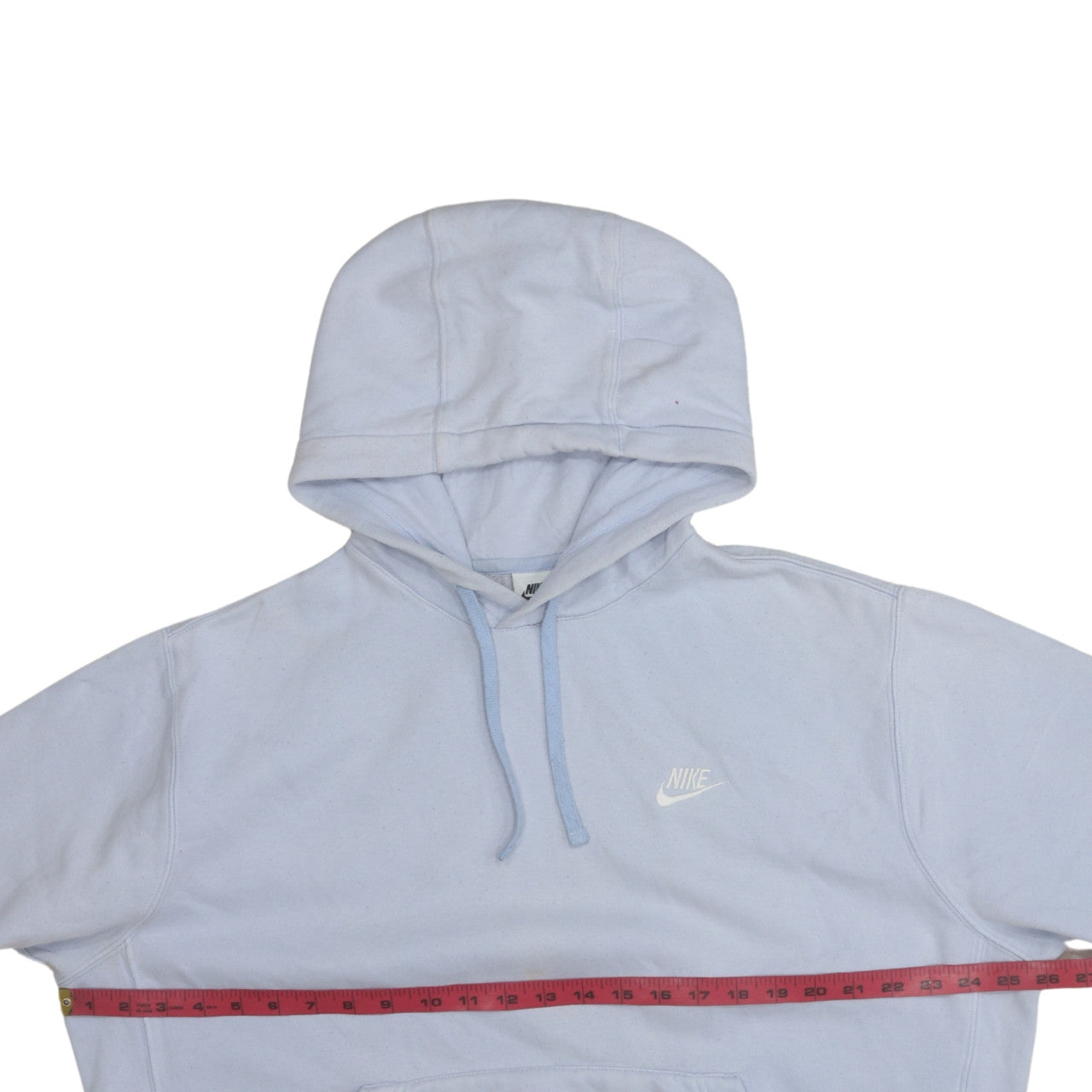 Nike Women Light Blue Pullover Hoodie L Cotton Blend Logo Sweatshirt
