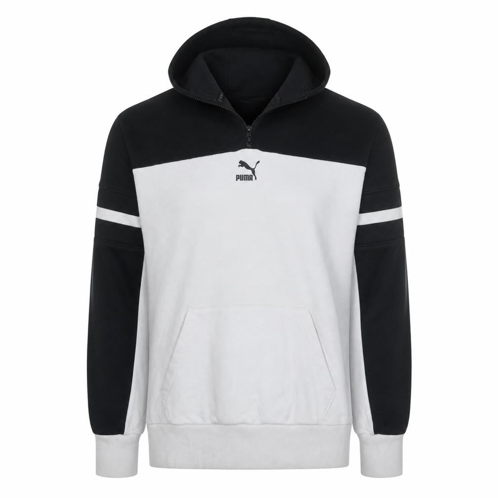Puma Men's Black White 1/2 Zip Hoodie Regular Fit M Sportswear