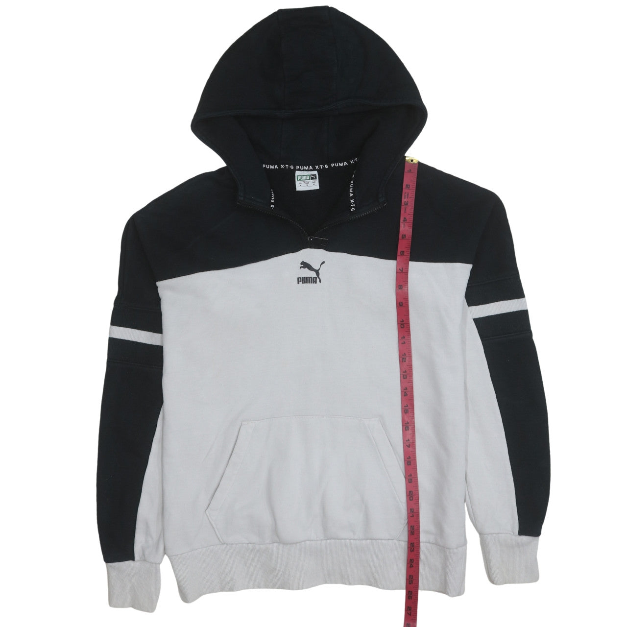 Puma Men's Black White 1/2 Zip Hoodie Regular Fit M Sportswear