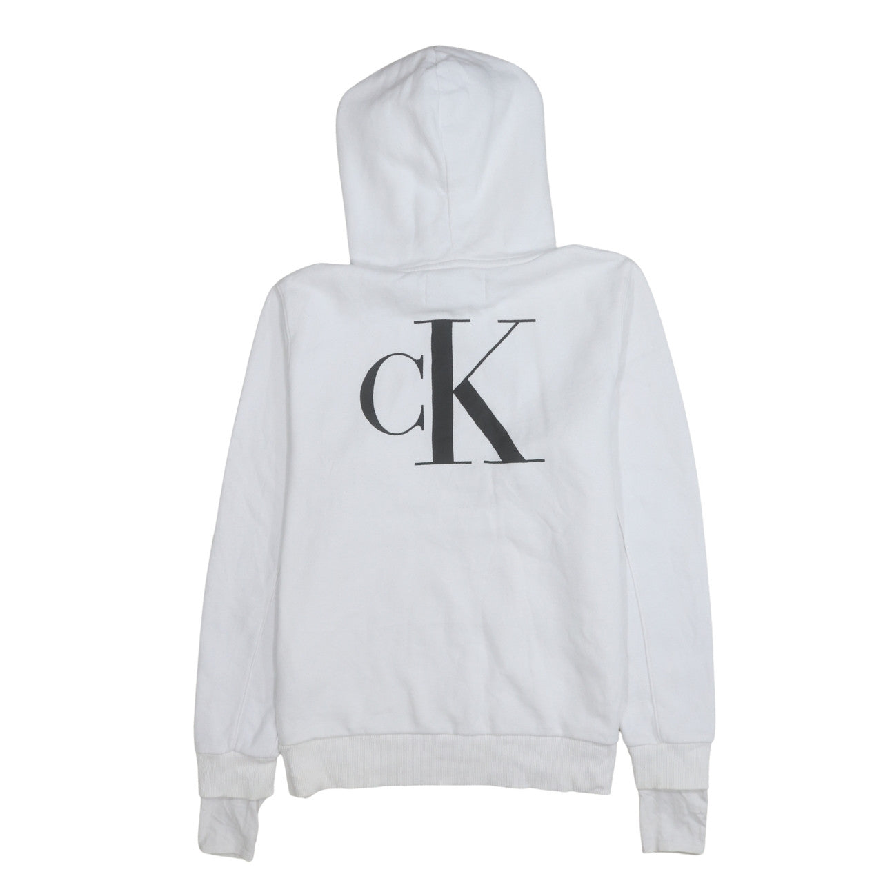 Calvin Klein Jeans Women's White Pullover Hoodie M Cotton Blend