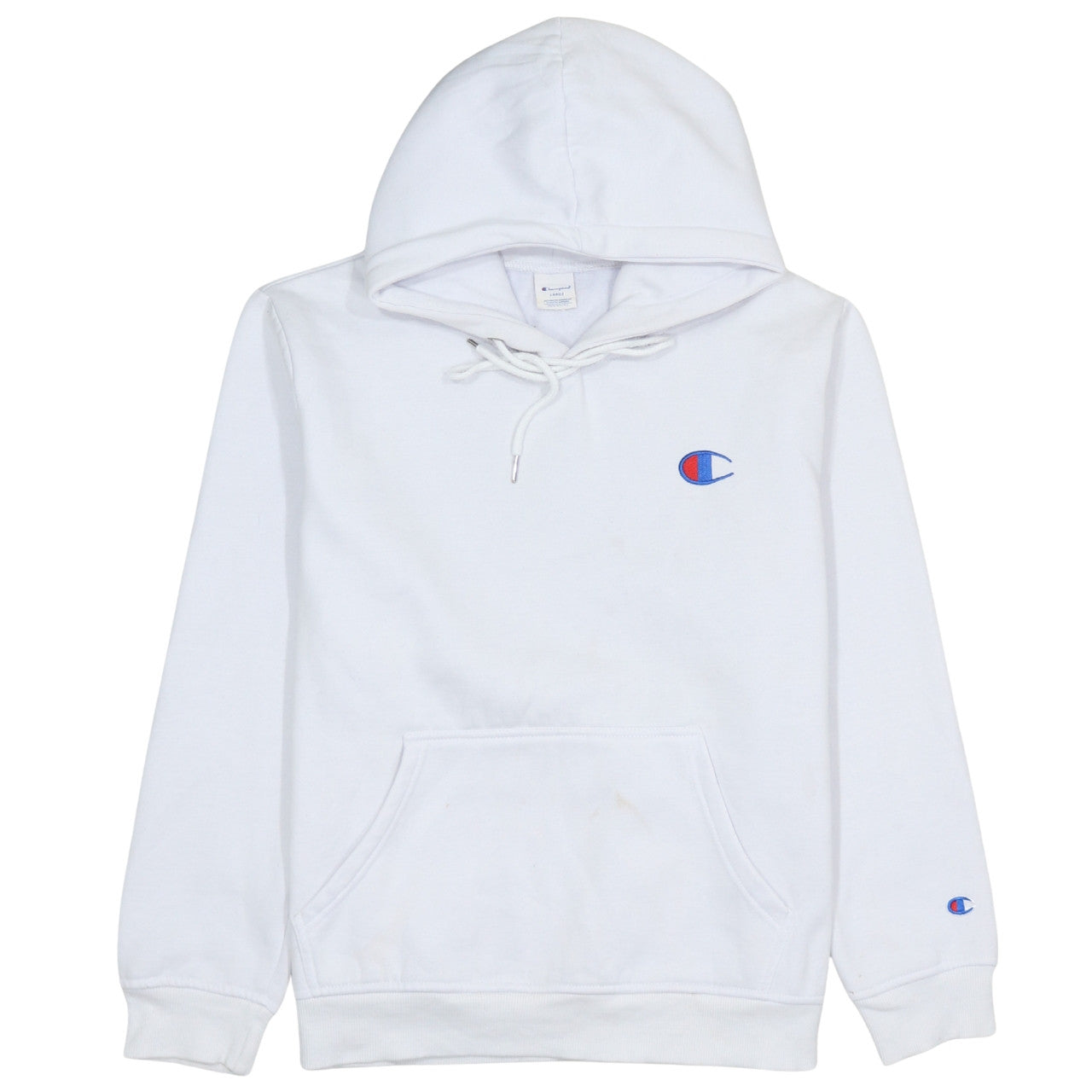 Champion Men's White Pullover Hoodie Large Embroidered Logo