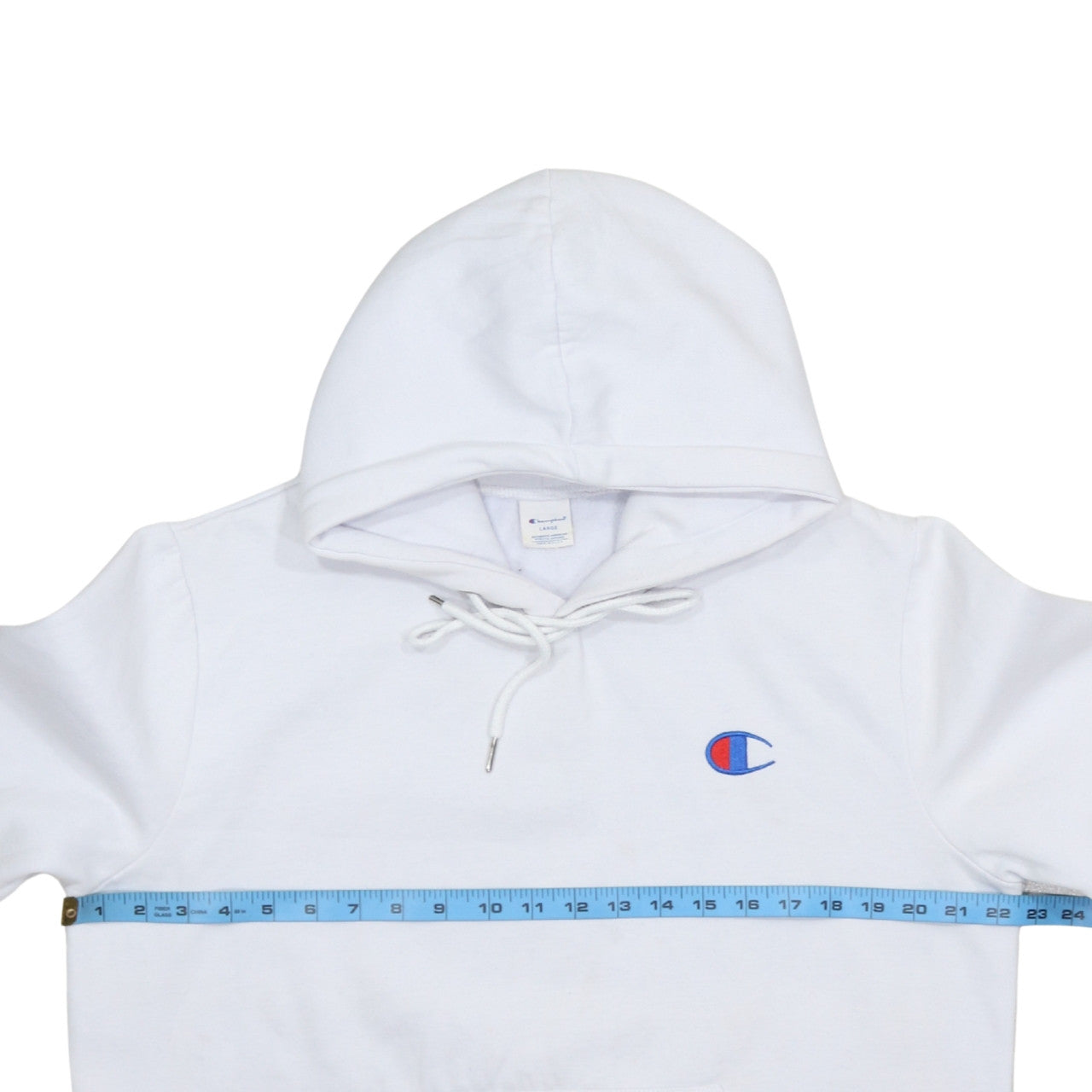 Champion Men's White Pullover Hoodie Large Embroidered Logo