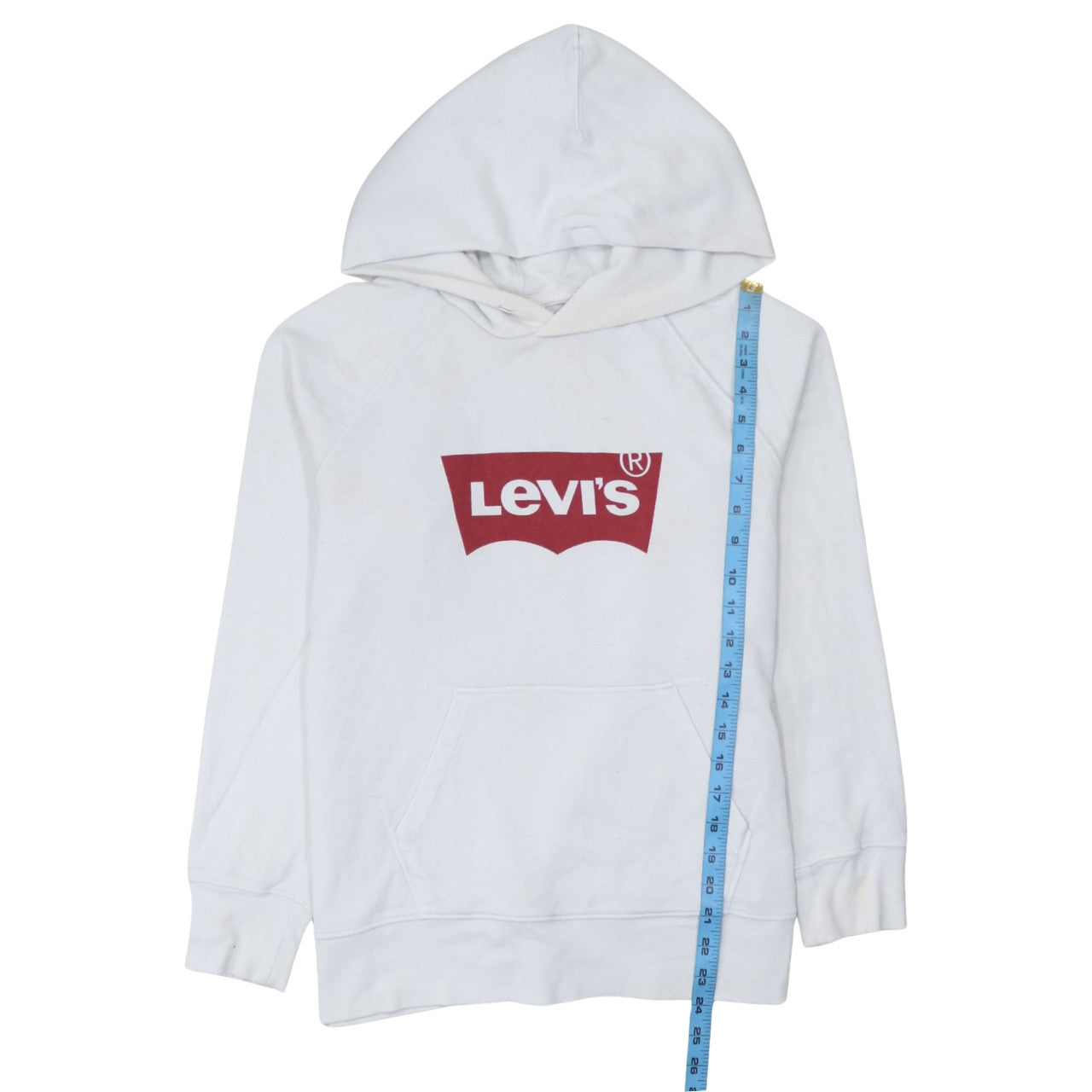 Levi's Mens White Pullover Hoodie M Classic Logo Fleece