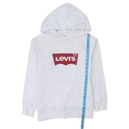 Levi's Mens White Pullover Hoodie M Classic Logo Fleece