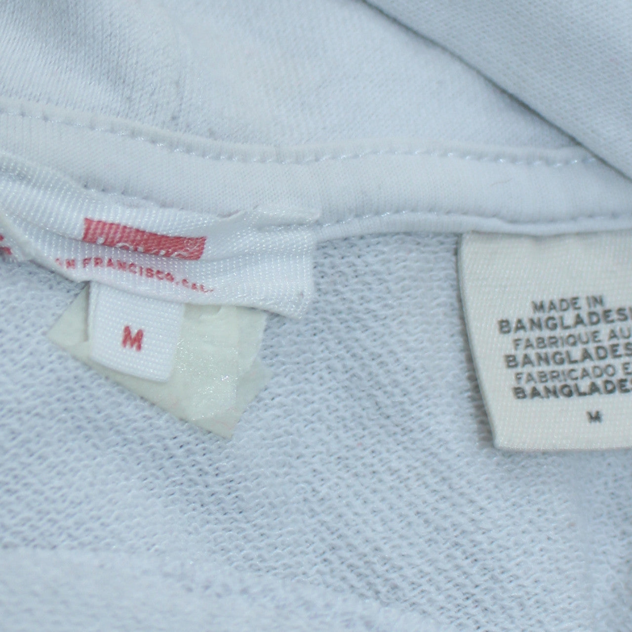 Levi's Mens White Pullover Hoodie M Classic Logo Fleece