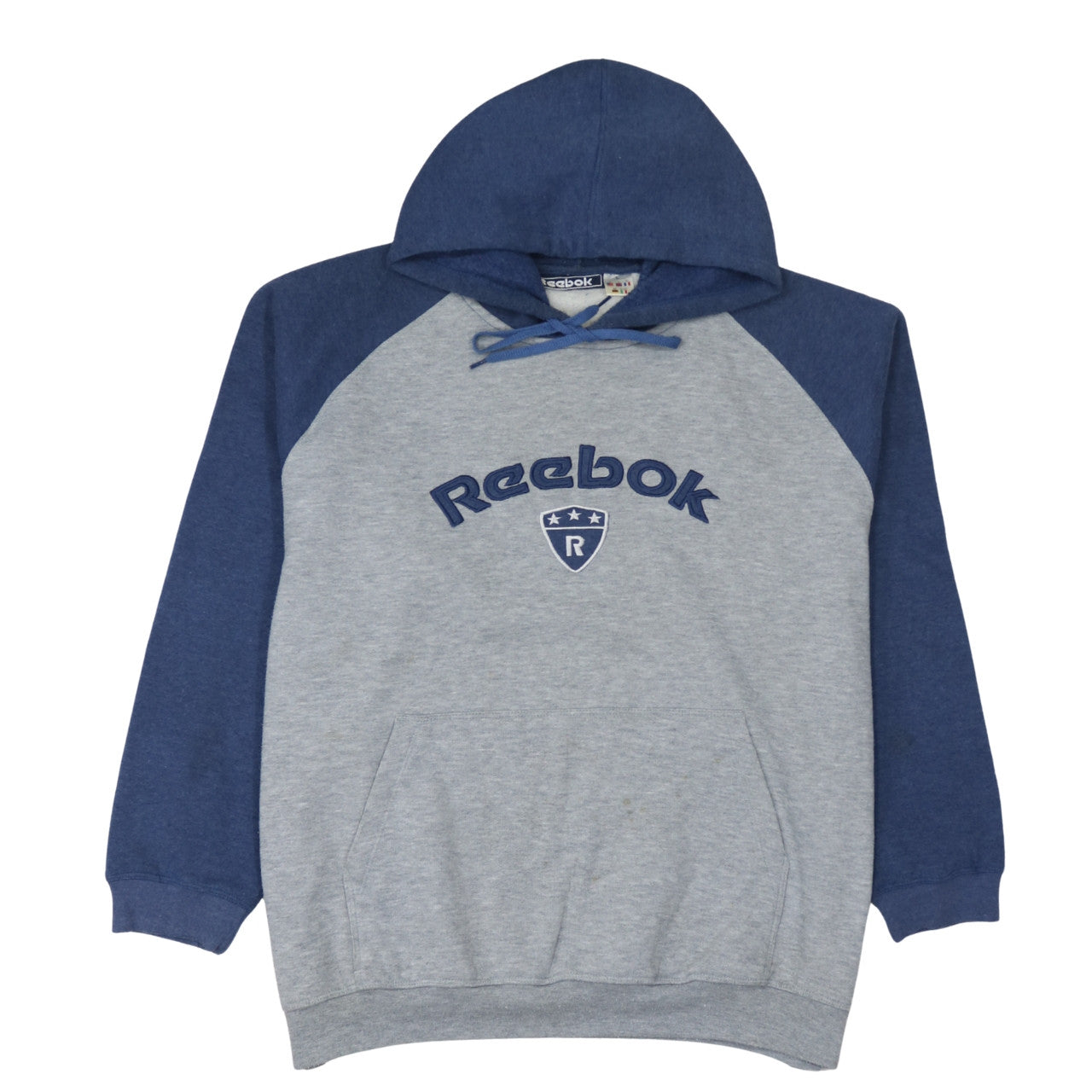 Reebok Men's Grey & Blue Pullover Hoodie Size L Sports Fleece