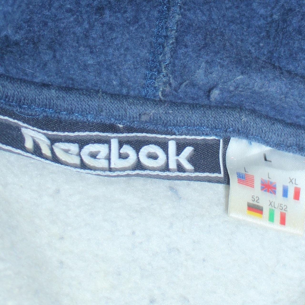 Reebok Men's Grey & Blue Pullover Hoodie Size L Sports Fleece