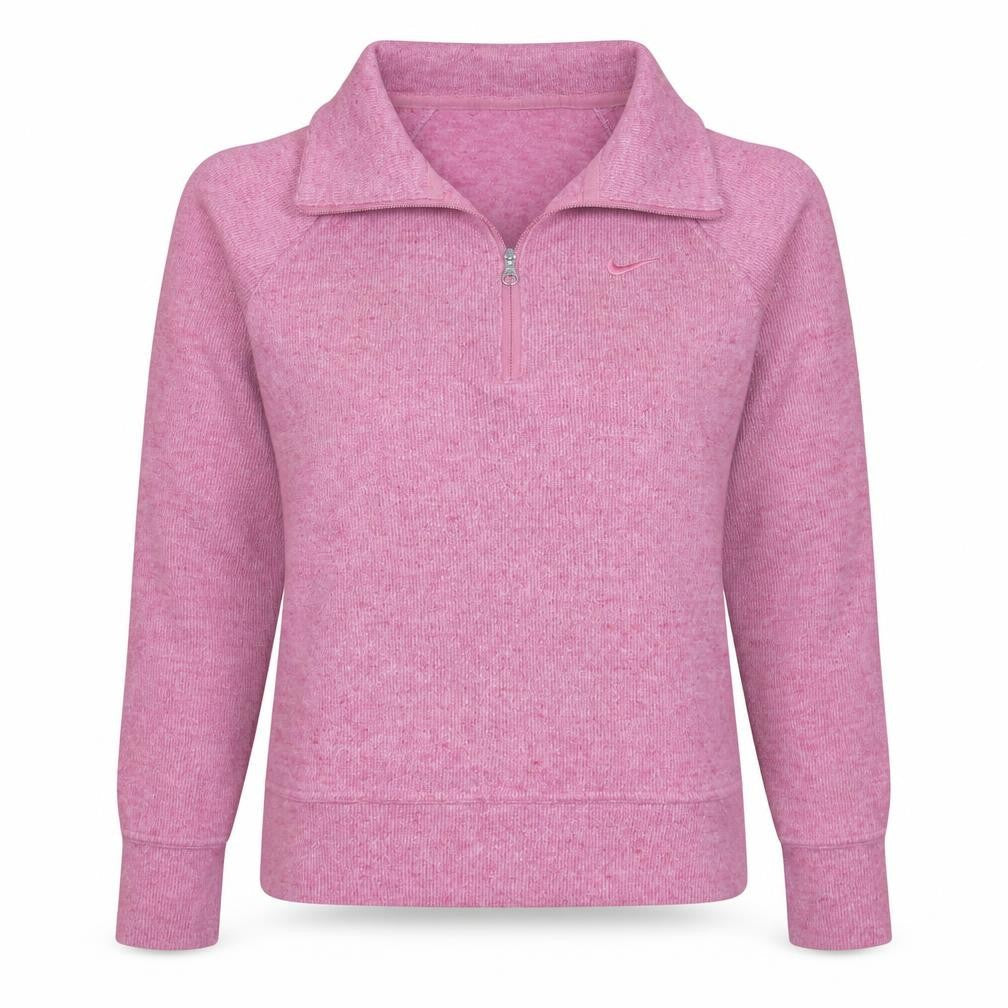Nike Womens Pink 1/4 Zip Pullover Sweatshirt M Cotton Blend