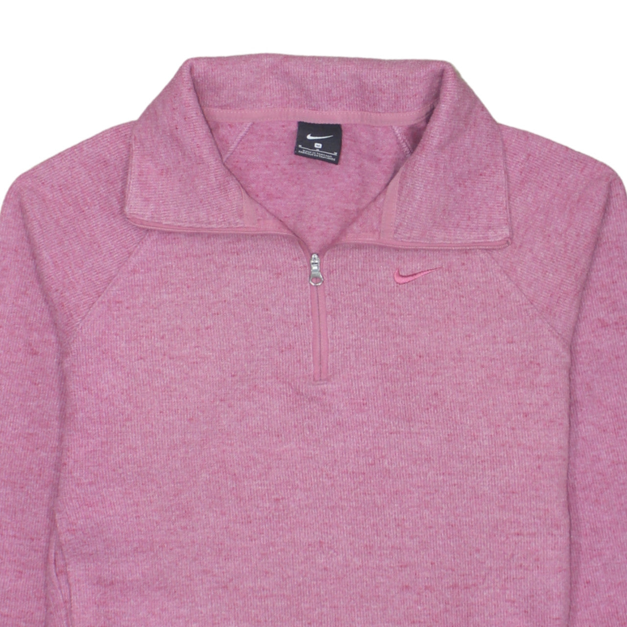Nike Womens Pink 1/4 Zip Pullover Sweatshirt M Cotton Blend