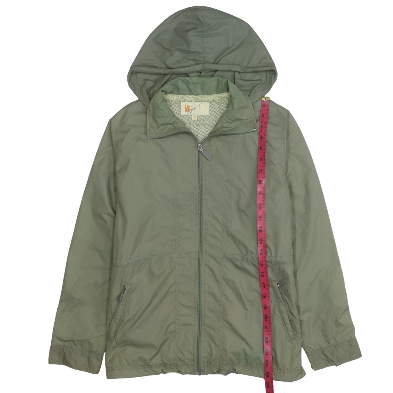 MD Sport Women Green Size 12 Hooded Nylon Windbreaker Jacket