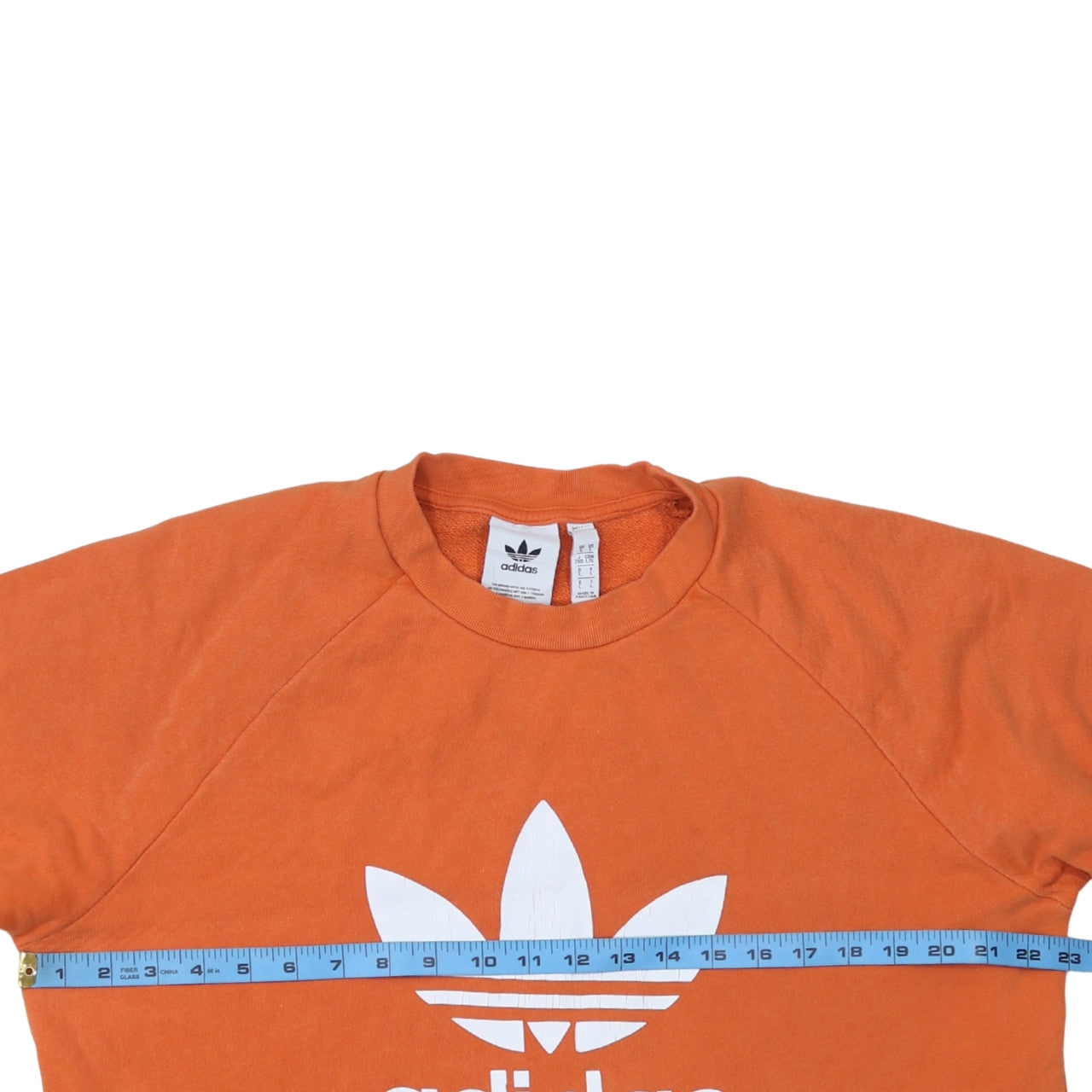 Adidas Mens Orange Logo Crew Neck Pullover Sweatshirt Size L