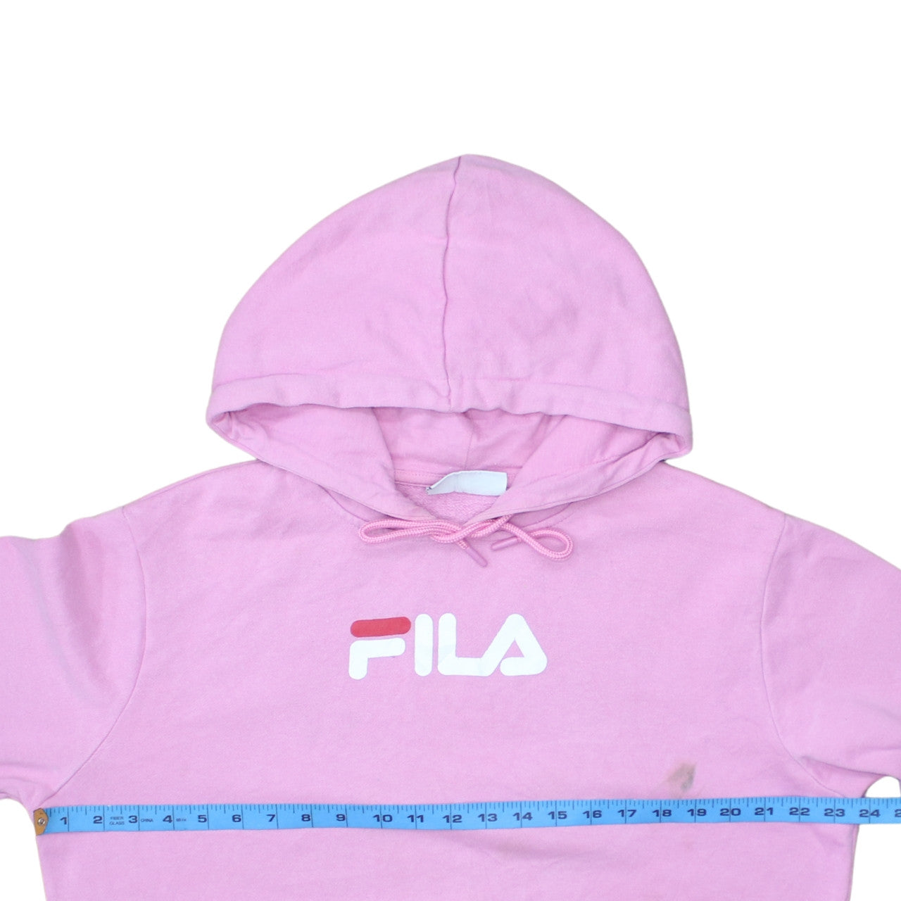 Fila Women Pink Pullover Hoodie Size M Cotton Blend Logo Sweatshirt