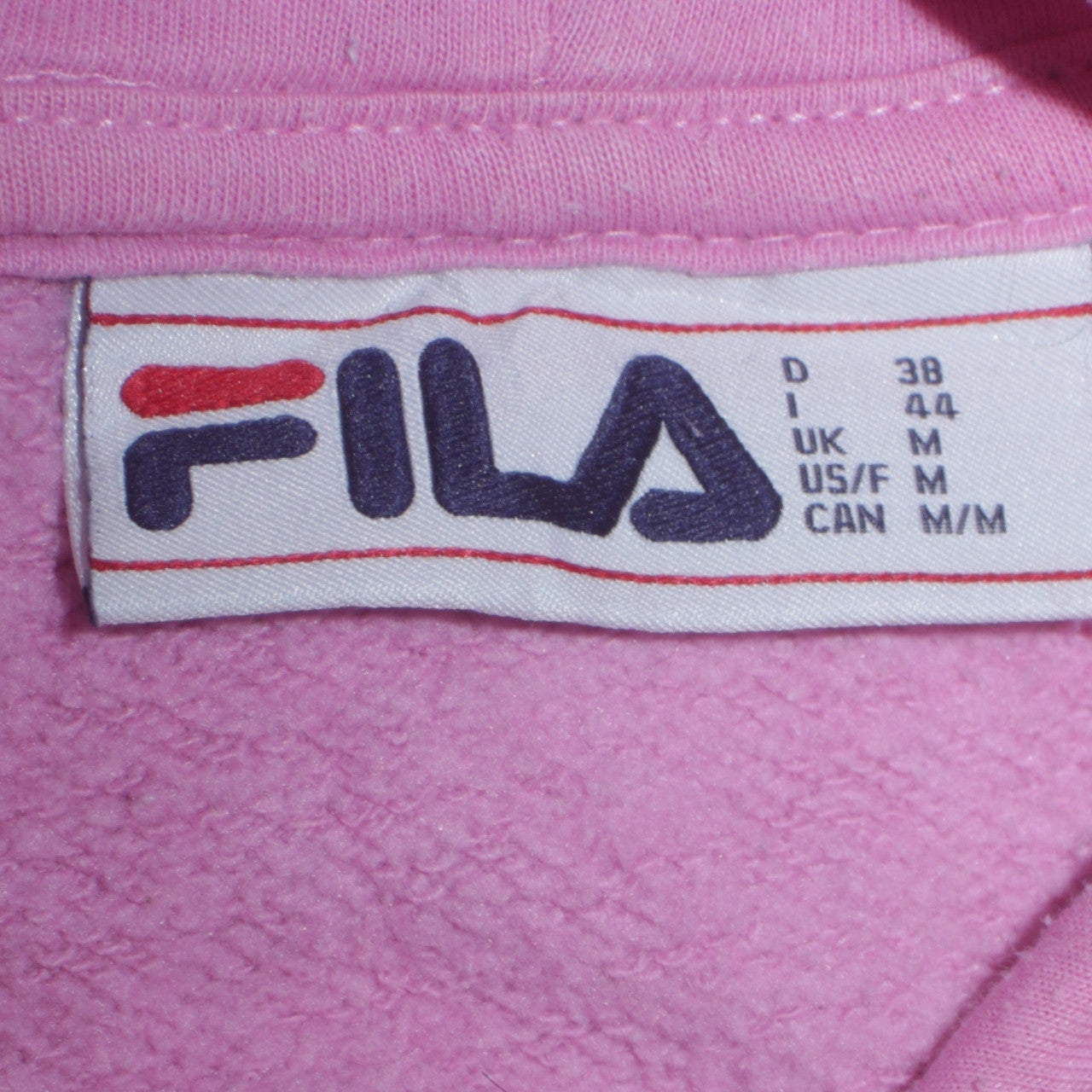 Fila Women Pink Pullover Hoodie Size M Cotton Blend Logo Sweatshirt