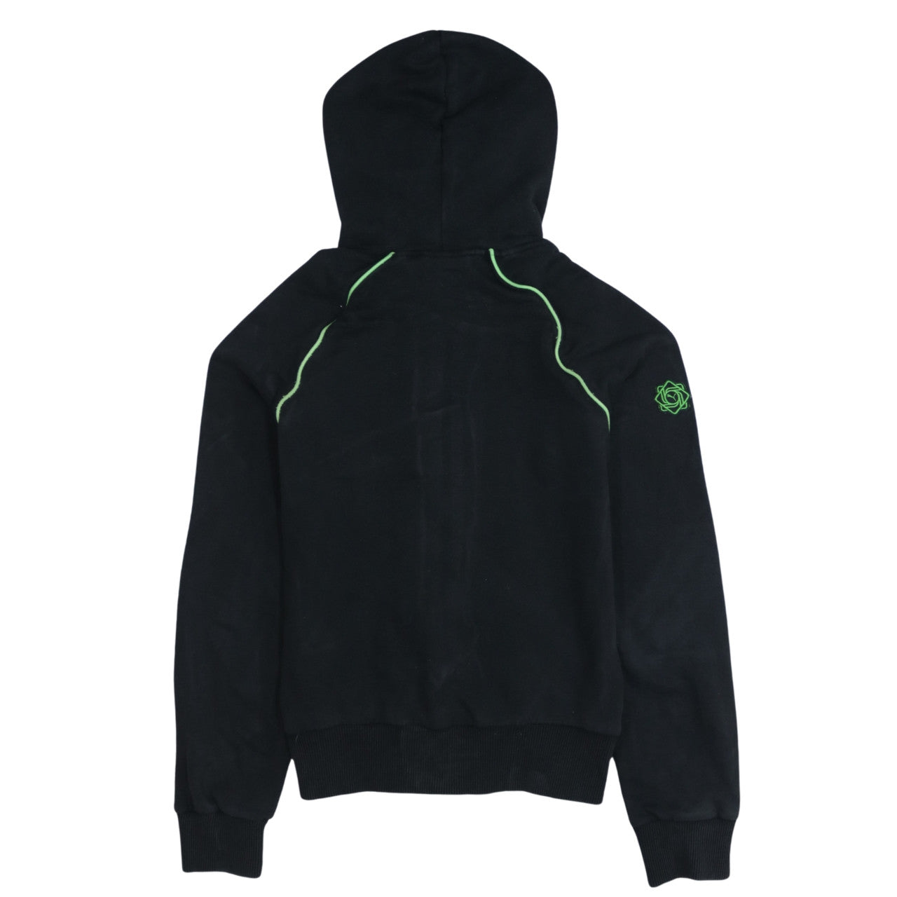 Puma Women's Black Full Zip Hoodie Size 14 with Green Trim