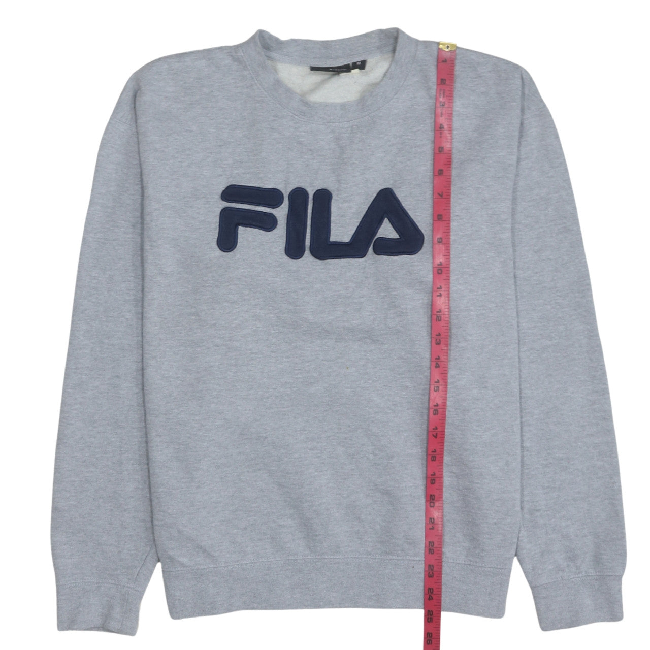 FILA Men's Grey Pullover Sweatshirt M Regular Fit Crew Neck Logo