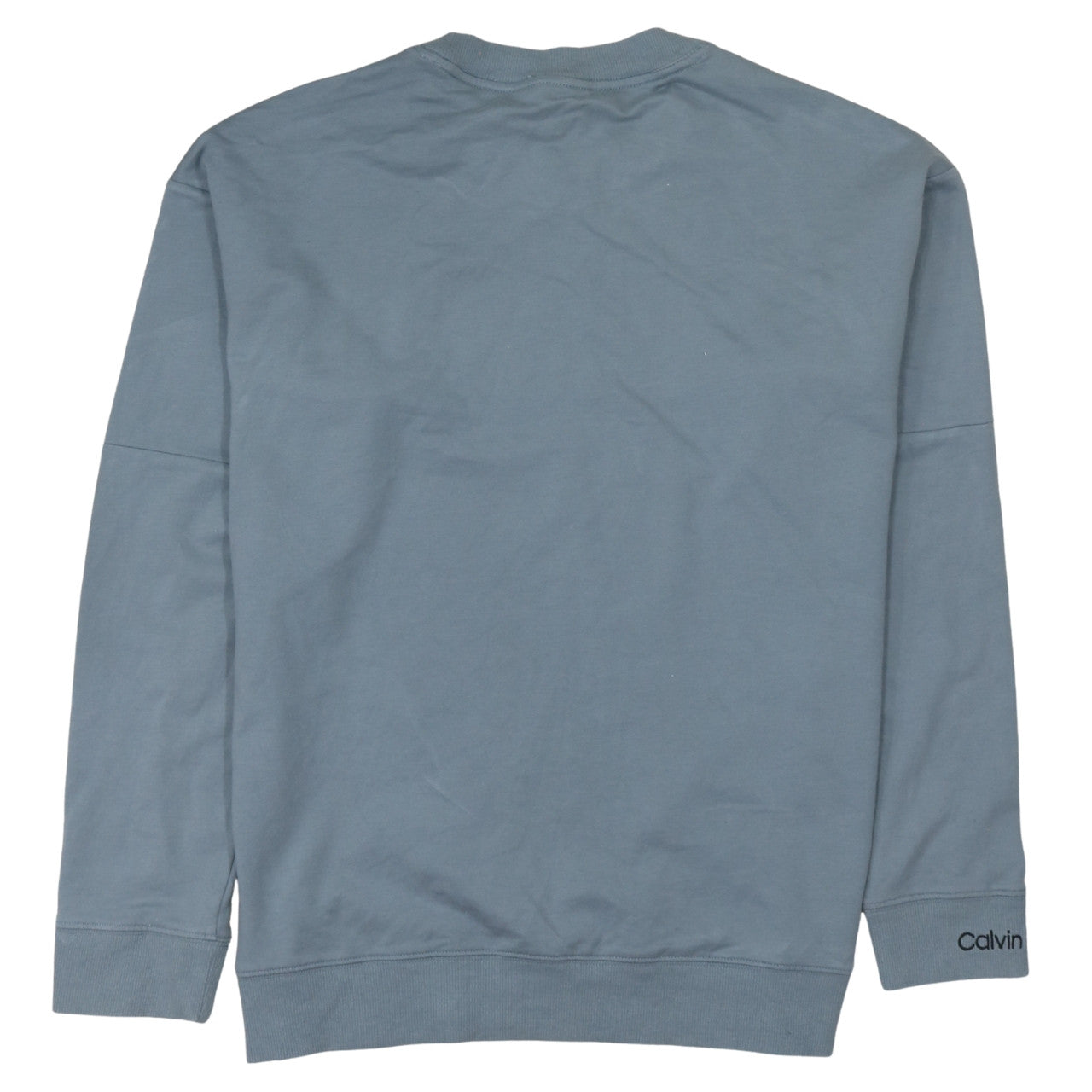 Calvin Klein Men's Blue Logo Crew Neck Cotton Sweatshirt L