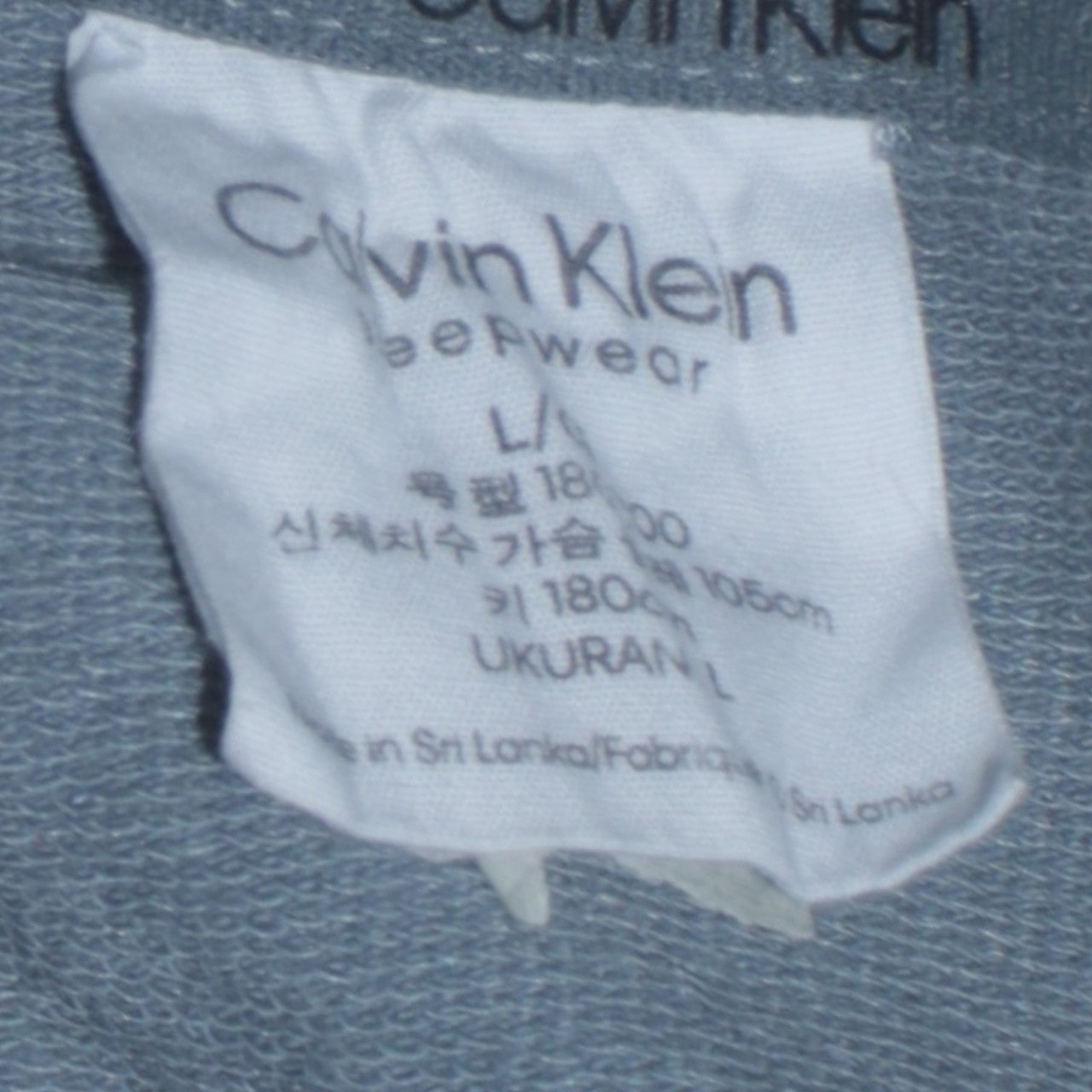 Calvin Klein Men's Blue Logo Crew Neck Cotton Sweatshirt L