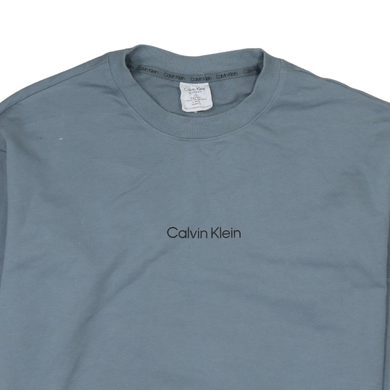 Calvin Klein Men's Blue Logo Crew Neck Cotton Sweatshirt L
