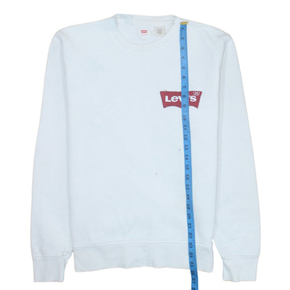Levi's Mens White Crew Neck Logo Pullover Sweatshirt Size M