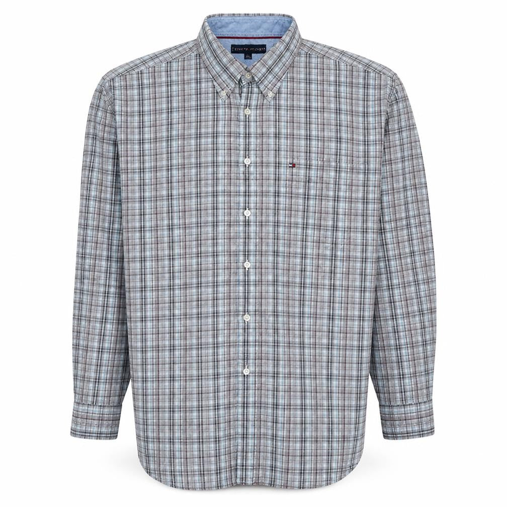 Tommy Hilfiger Men’s Blue Check Long Sleeve Button-Down Shirt 2XL