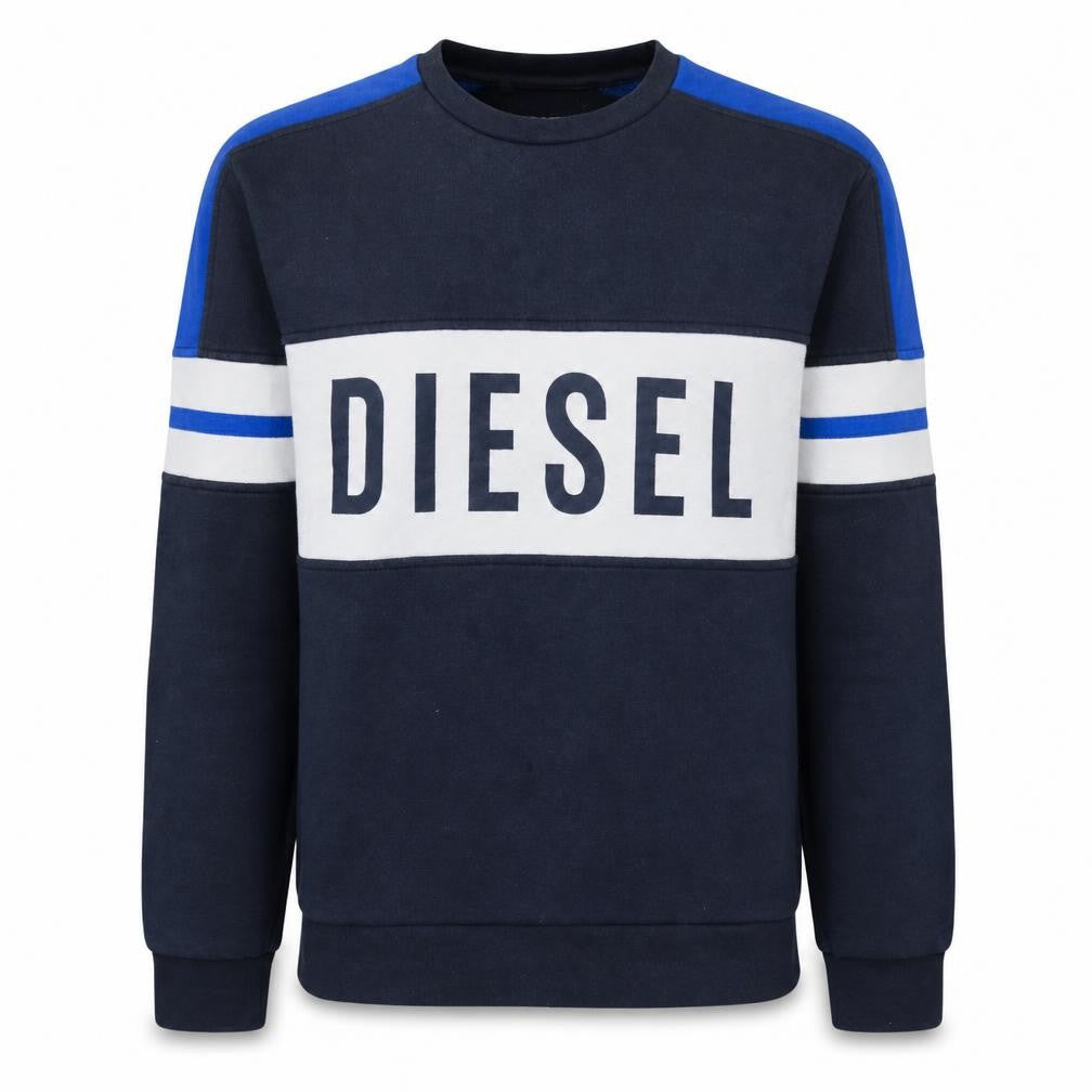 Diesel Men's Blue Logo Pullover Sweatshirt L Regular Fit