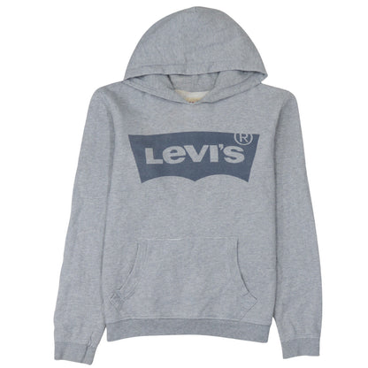 Additional front view of Levi's boys’ grey hooded pullover sweatshirt, size 16, regular fit