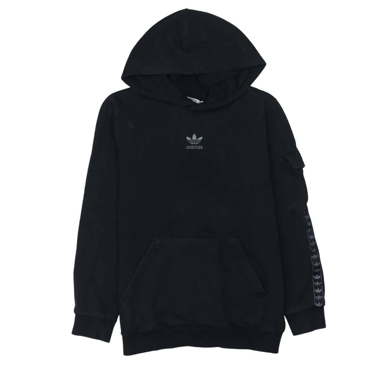 Adidas Boys Black Pullover Hoodie 13-14 Years Cotton Fleece Lined