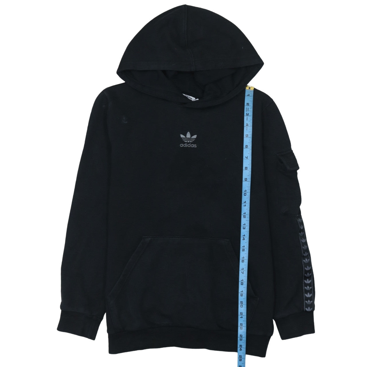 Adidas Boys Black Pullover Hoodie 13-14 Years Cotton Fleece Lined