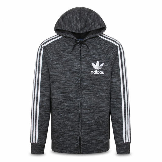 Adidas Men Grey Full Zip Hoodie Small Logo Sportswear Sweatshirt