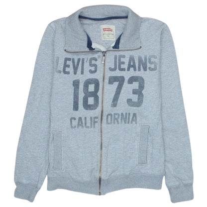 Additional front view of Levi's boys’ grey full zip fleece sweatshirt, size 14, years