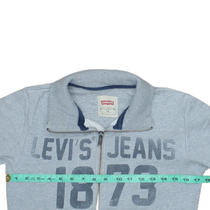 Back view of Levi's boys’ grey full zip fleece sweatshirt, size 14, years