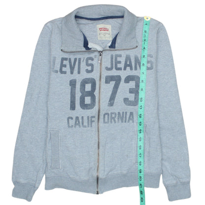 Close-up detail of Levi's boys’ grey full zip fleece sweatshirt, size 14, years