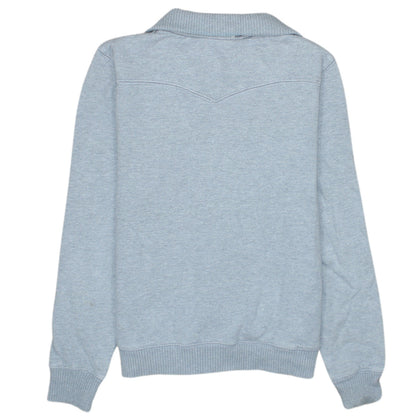Brand and care label for Levi's boys’ grey full zip fleece sweatshirt, size 14, years