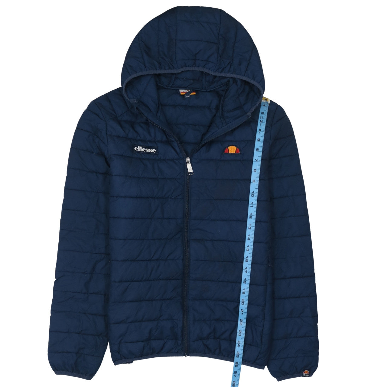 Ellesse Men Blue Hooded Puffer Jacket M Regular Fit Quilted Zip-Up
