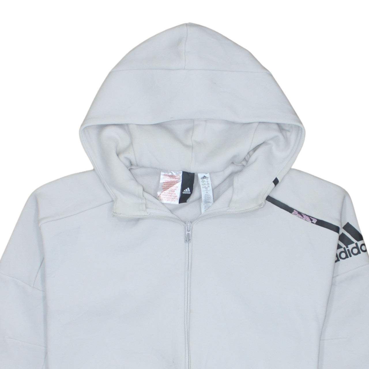 Adidas Boys Grey Full Zip Hoodie Size 13-14 Years Hooded Logo Sportswear