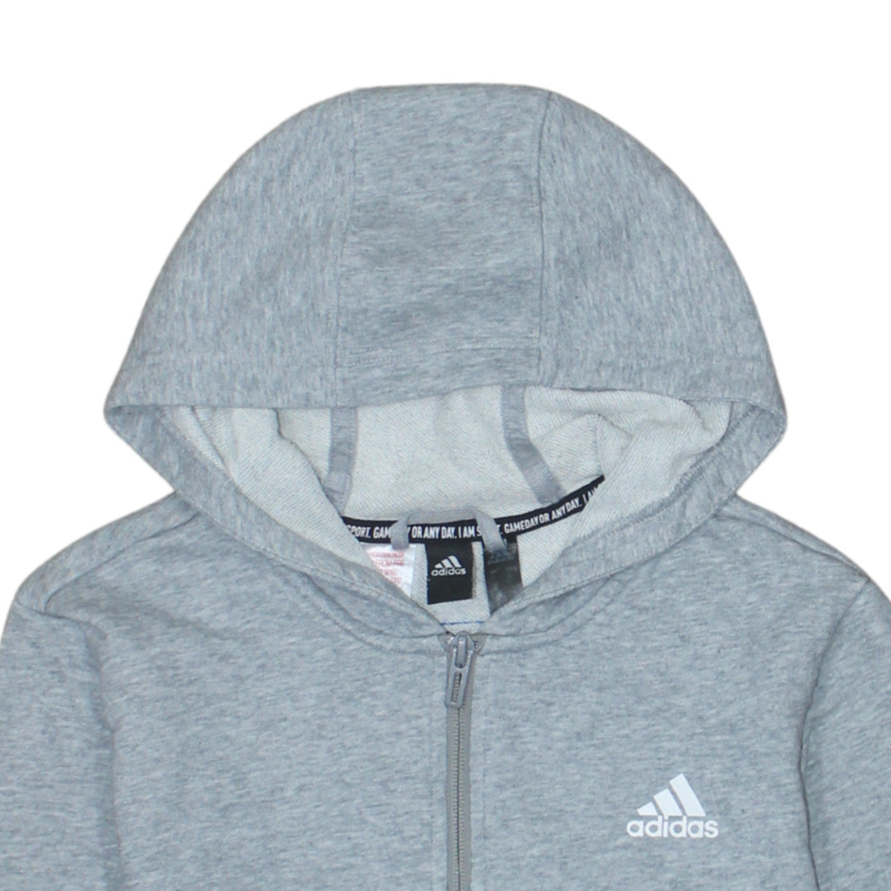 Adidas Boys Grey Full Zip Hoodie L 13-14 Years Hooded Sportswear