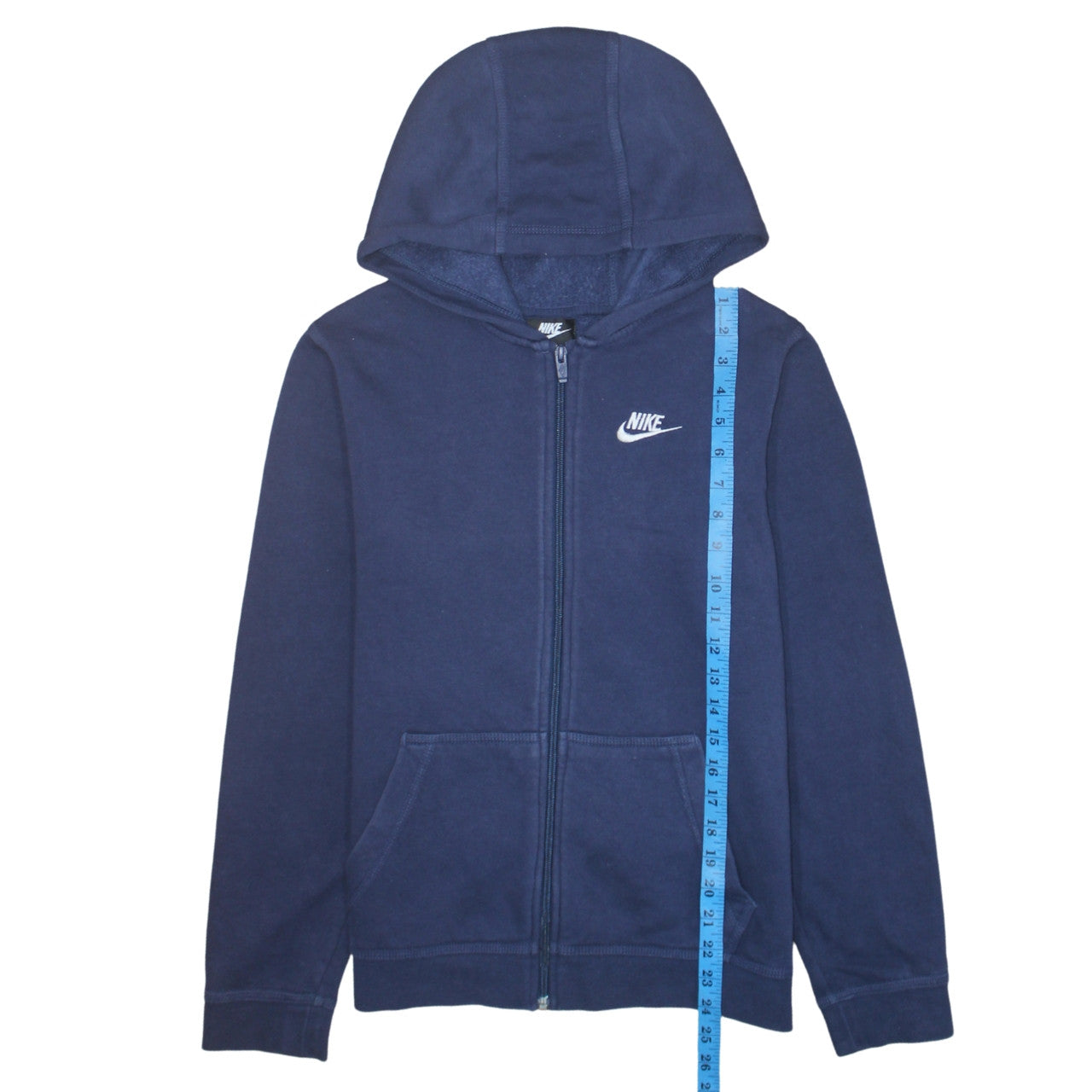 Nike Boys Blue Full Zip Hoodie XL 158-170cm Cotton Blend Logo Design