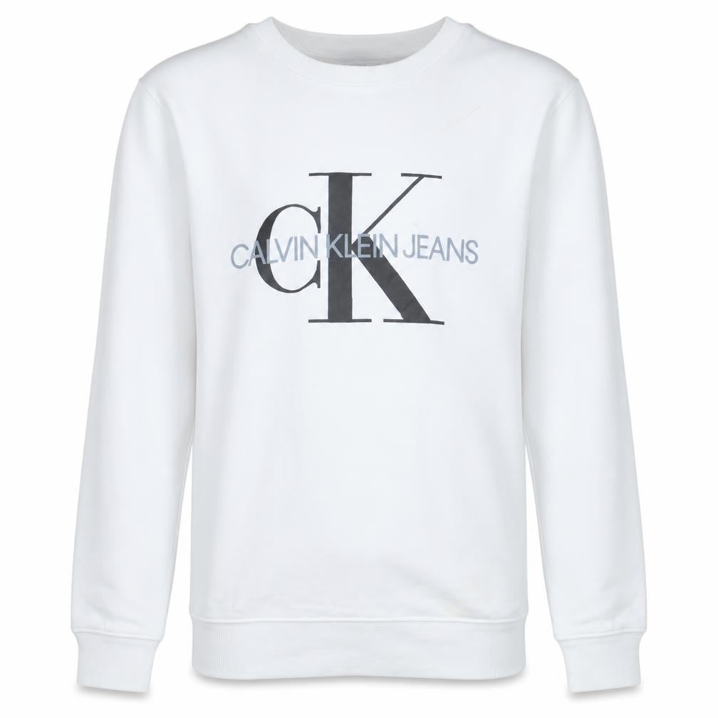 Calvin Klein Jeans Boys White Logo Pullover Sweatshirt Size 16 Years