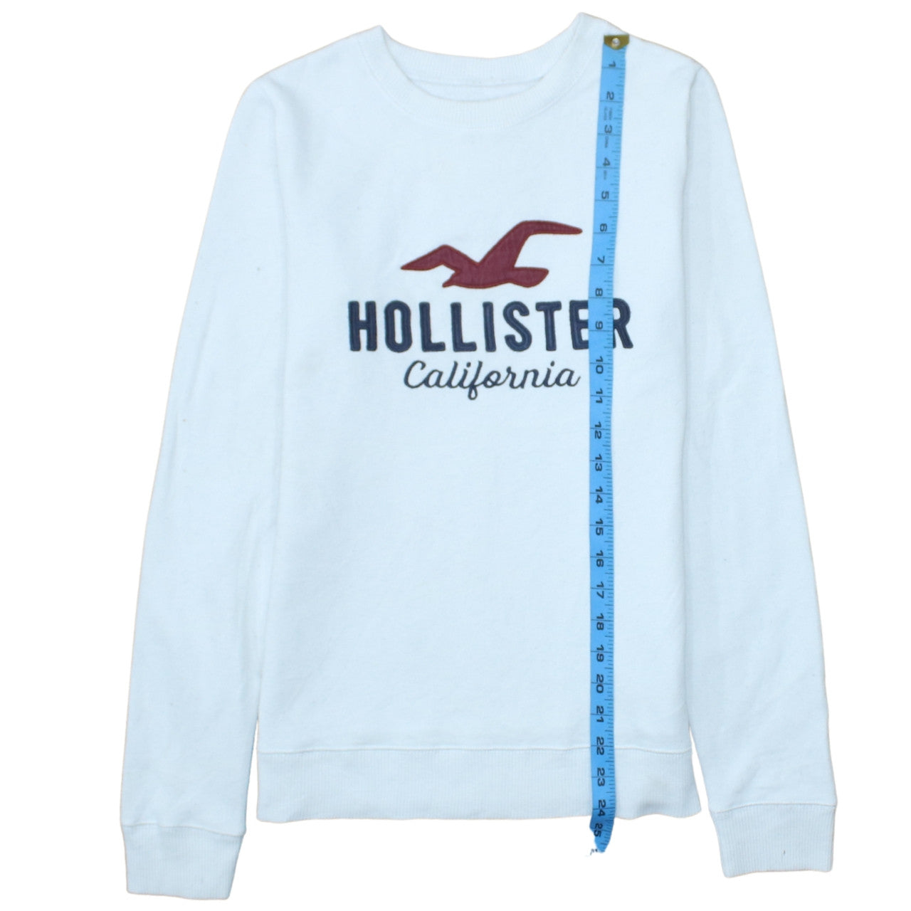 Hollister Women White XS Pullover Sweatshirt Logo Cotton Blend