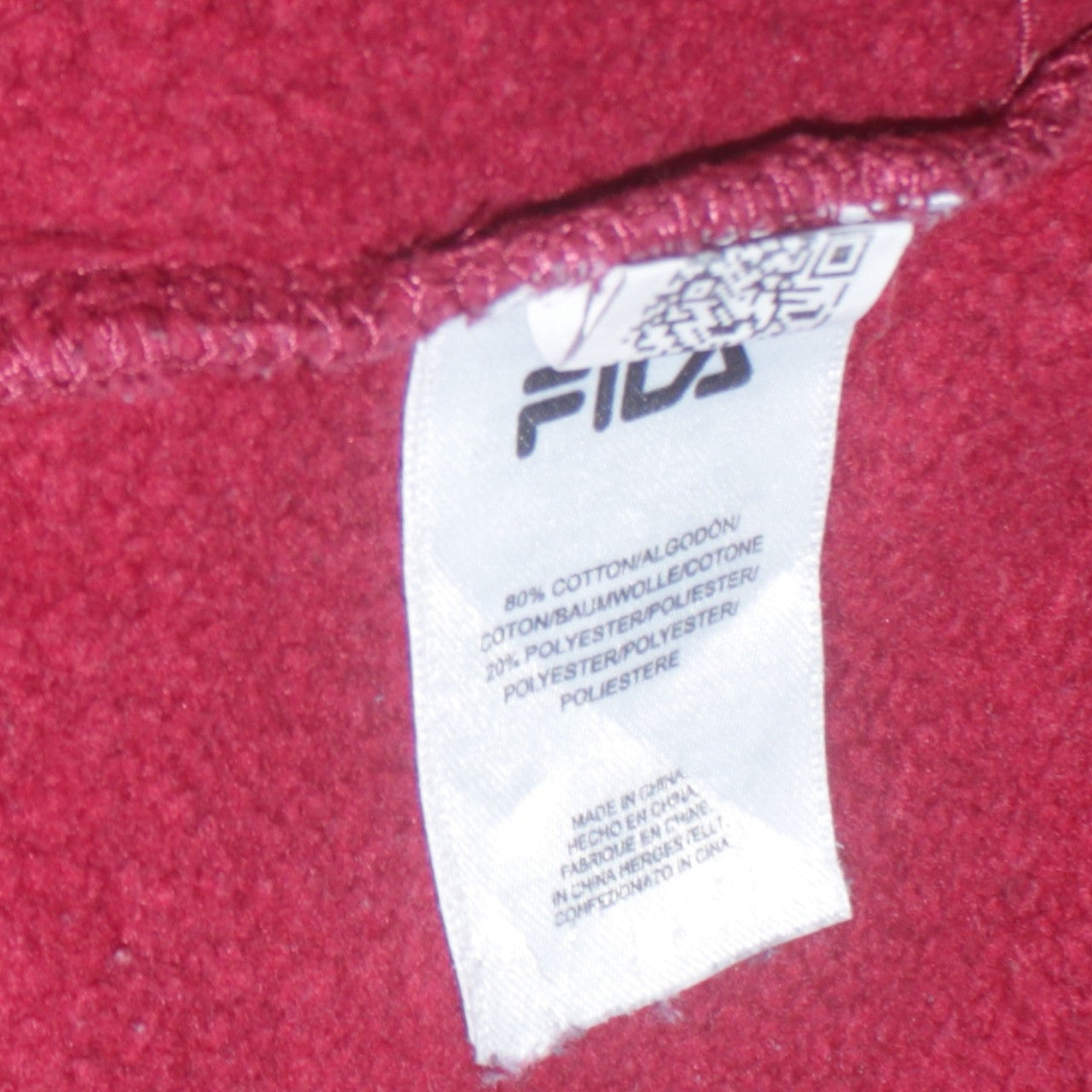 Fila Womens Burgundy White Logo Sweatshirt M12 Cotton Blend