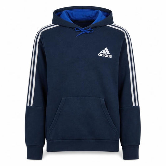 Adidas Men Blue Pullover Hoodie Medium Fleece Sportswear