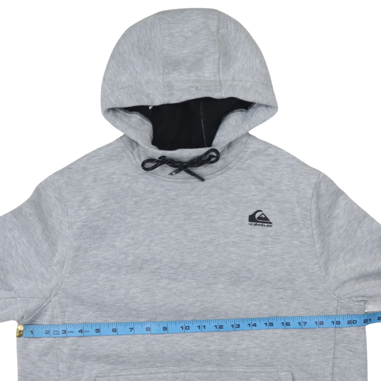 Quiksilver Mens Grey Pullover Hoodie Medium Fleece Logo Sweatshirt