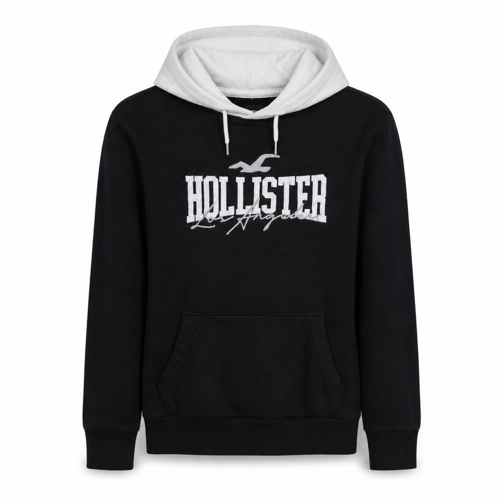 Hollister Women’s Black and White Pullover Hoodie XS