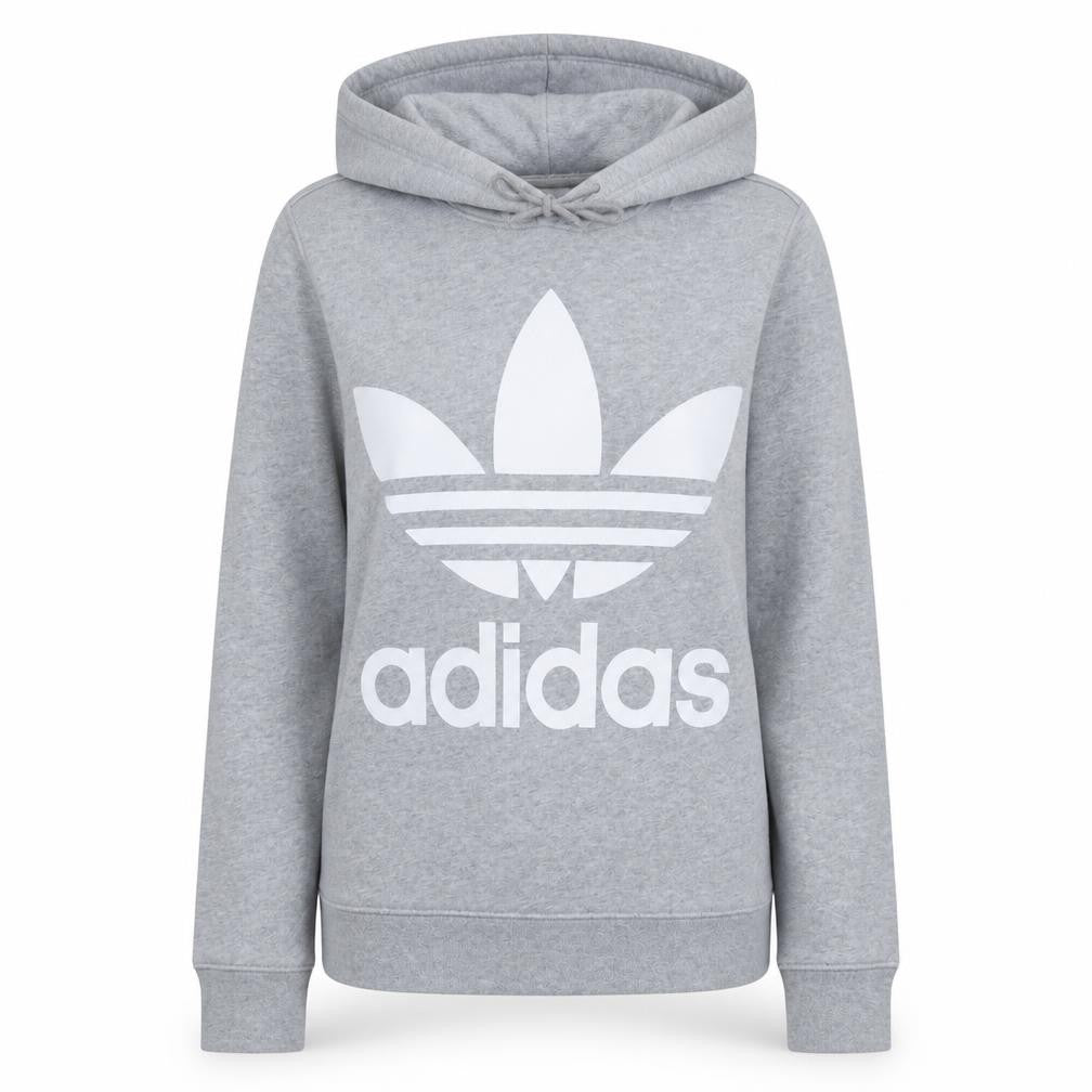 Adidas Womens Grey Hooded Pullover Hoodie UK 12