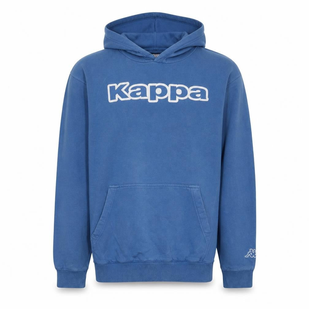 Kappa Men's Blue Pullover Hoodie Large Regular Fit Logo Sportswear