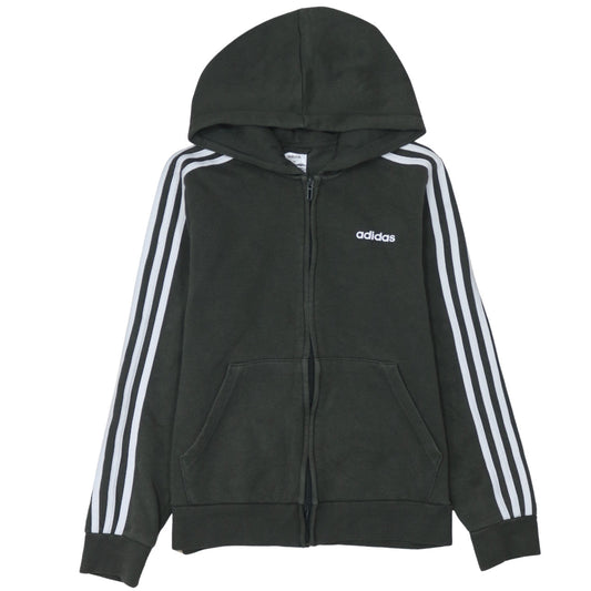 Adidas Women Black Full Zip Hoodie Size M Hooded Fleece Lined Sweatshirt