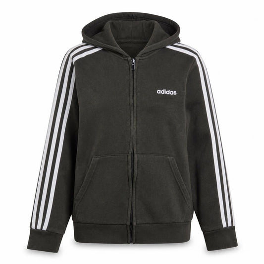 Adidas Women Black Full Zip Hoodie Size M Hooded Fleece Lined Sweatshirt