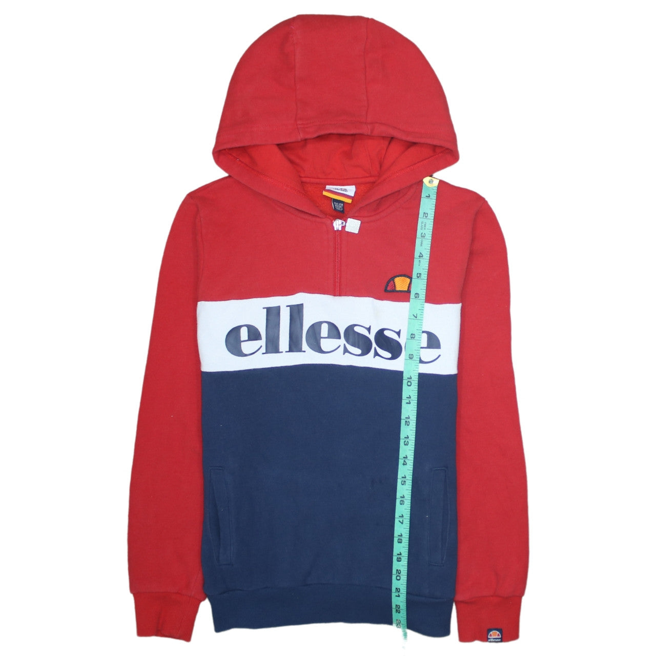 Ellesse Boys Red Blue Colourblock 12-13 Years Half Zip Hoodie Cotton Blend